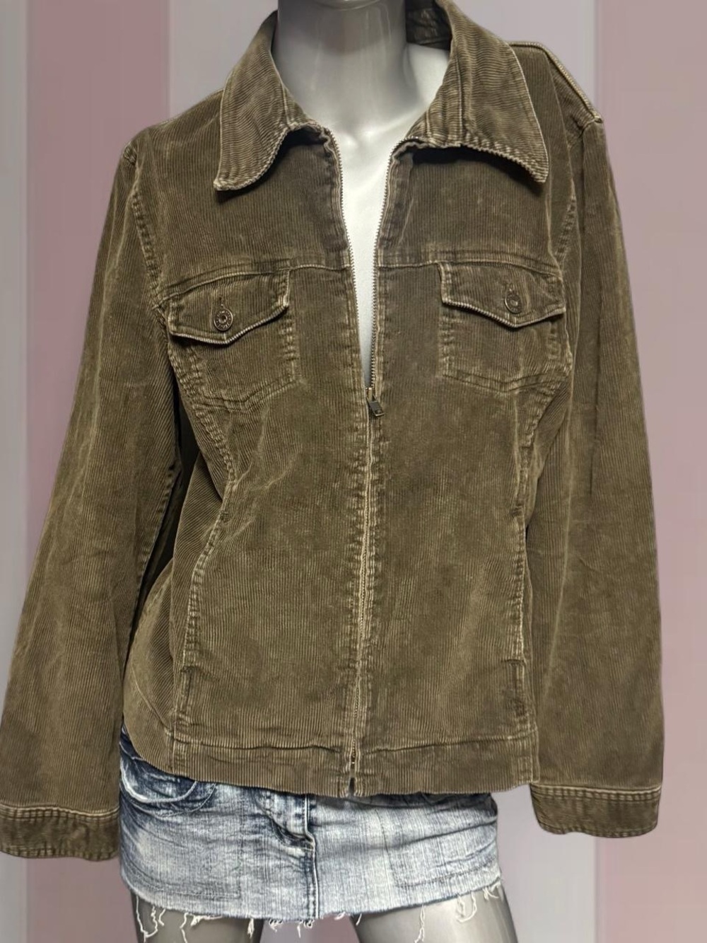 Y2K corduroy olive green fall jacket